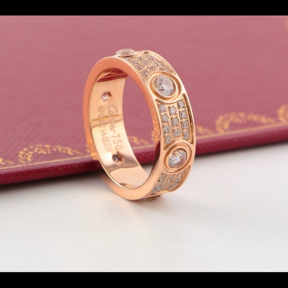 NWT gold plated love diamond band ring